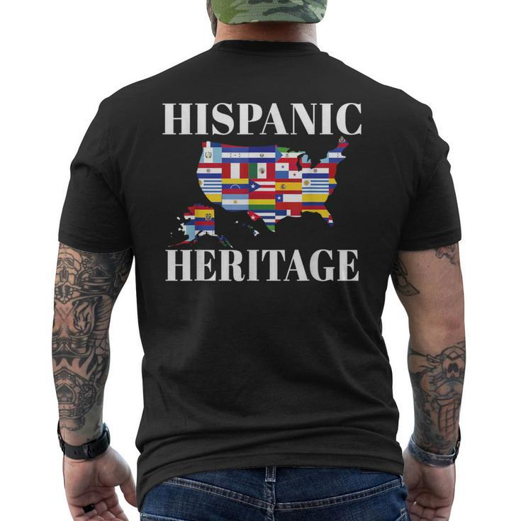 Hispanic Heritage Month All Countries Flag Inspiration Map Men's T-shirt Back Print