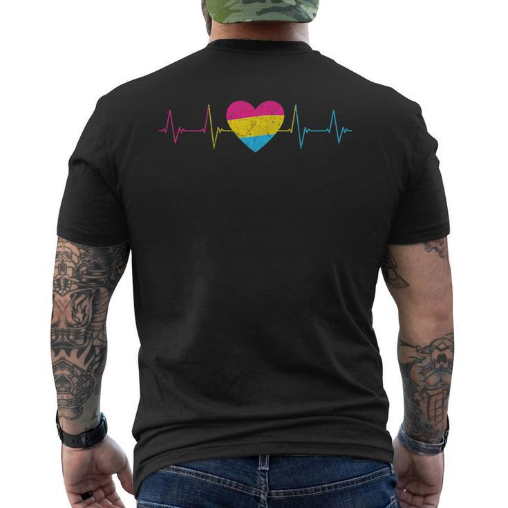 Pansexual Heartbeat - Pan Flag Ekg Pulse Line Lgbt Pride   Mens Back Print T-shirt