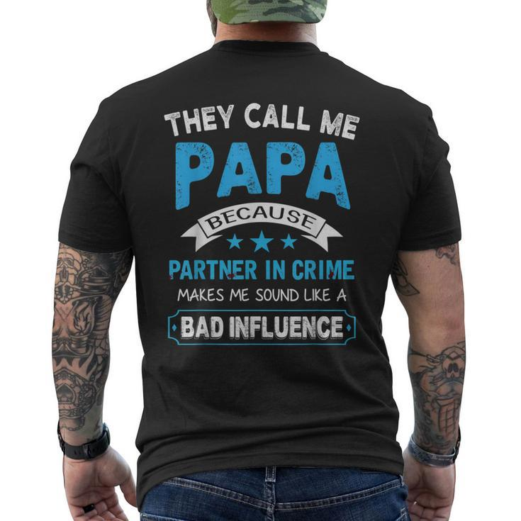 Papa Partner In Crime Grandpa From Grandchildren Men's Back Print T-shirt