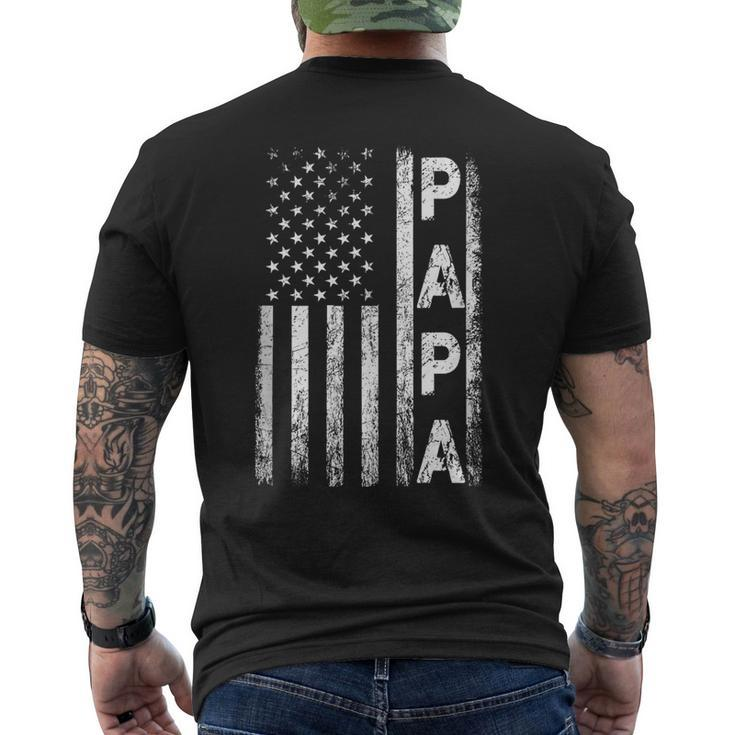 Papa Vintage American Flag Fathers Day 4Th Of July Grandpa  Mens Back Print T-shirt