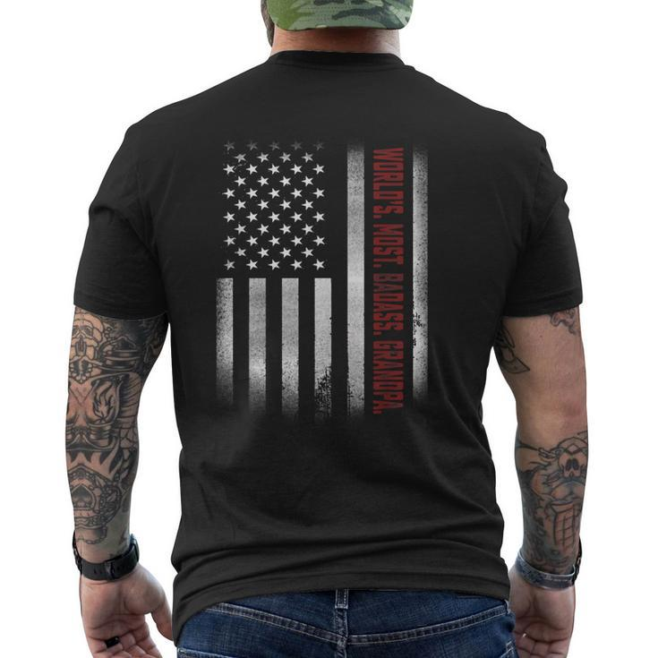For Papa Worlds Most Badass Grandpa American Flags Men's Back Print T-shirt
