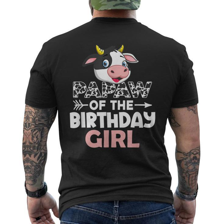 Papaw Of The Birthday Girl Cows Farm Cow Papaw Men's Back Print T-shirt