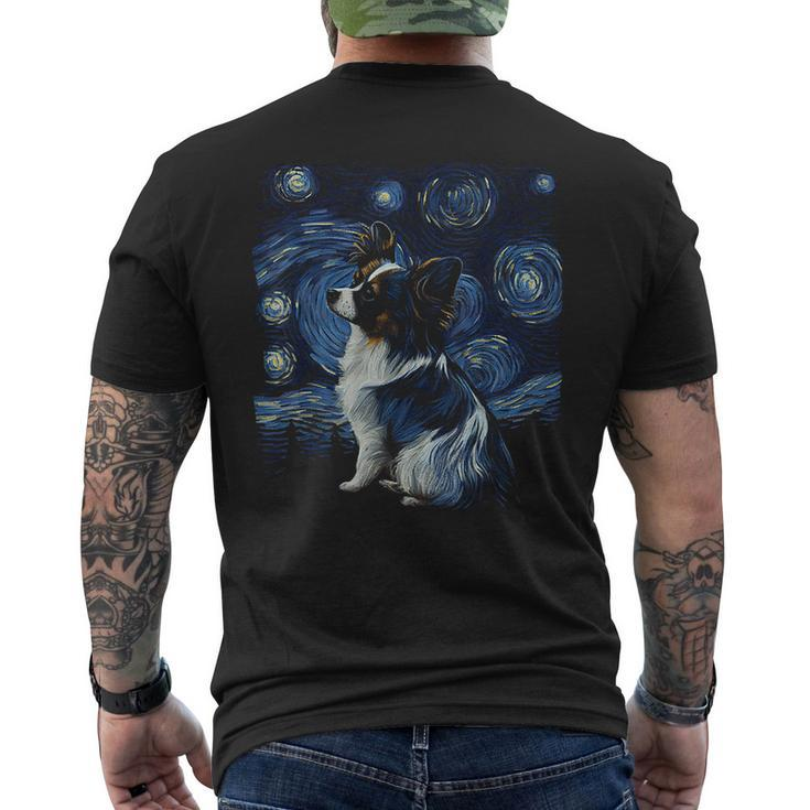 Papillon Dog Starry Night Dogs Lover Gifts Graphic  Mens Back Print T-shirt