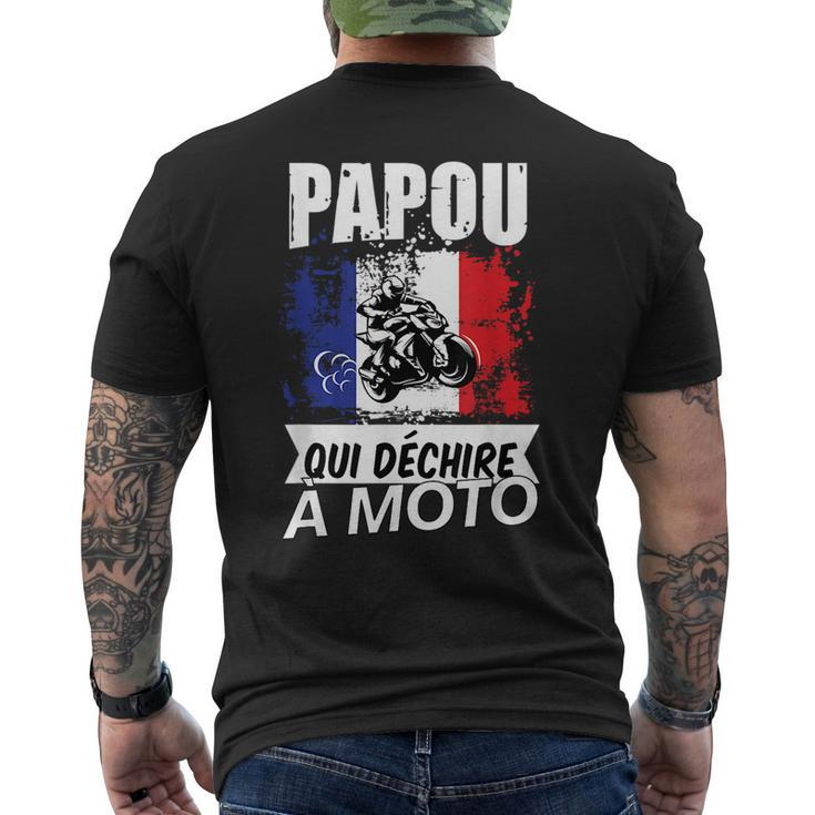 Papou Biker Mens Motorbike Gift Idea For Grandad  Mens Back Print T-shirt