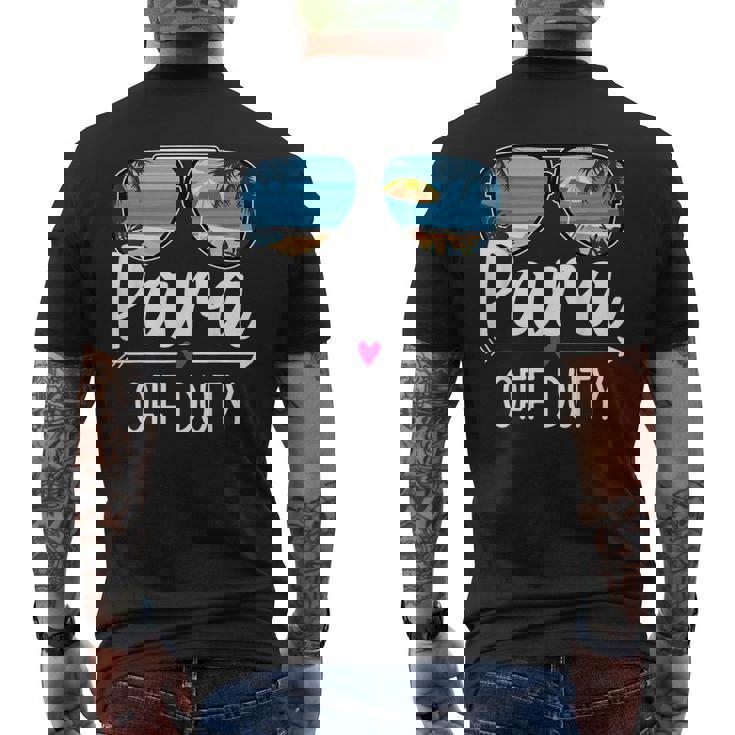 Paraprofessional Para Off Duty Sunglasses Beach Sunset Retro Men's Back Print T-shirt