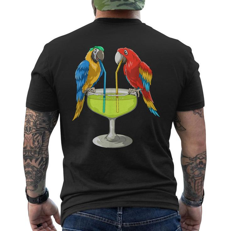 Parrots Drinking Margarita Hawaiian Vacation Beach Party Men's T-shirt Back Print