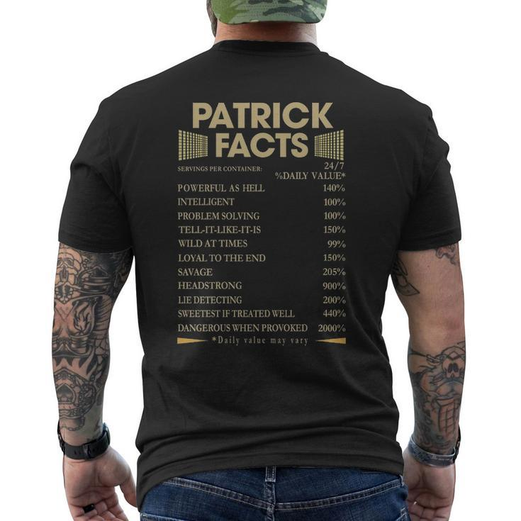 Patrick Name Gift Patrick Facts Mens Back Print T-shirt