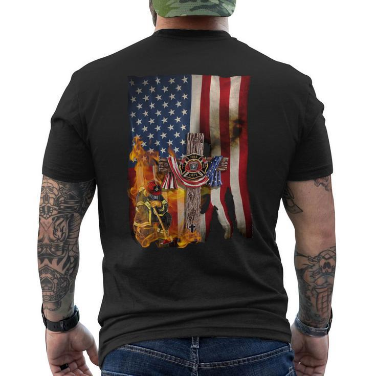 Patriot Day September 11 Firefighter God Bless Usa - Mens Standard  Mens Back Print T-shirt