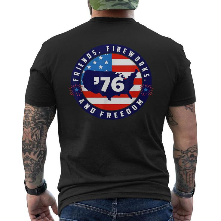 Patriotic 4Th Of July Graphic Art American Flag Fireworks Mens Back Print T-shirt