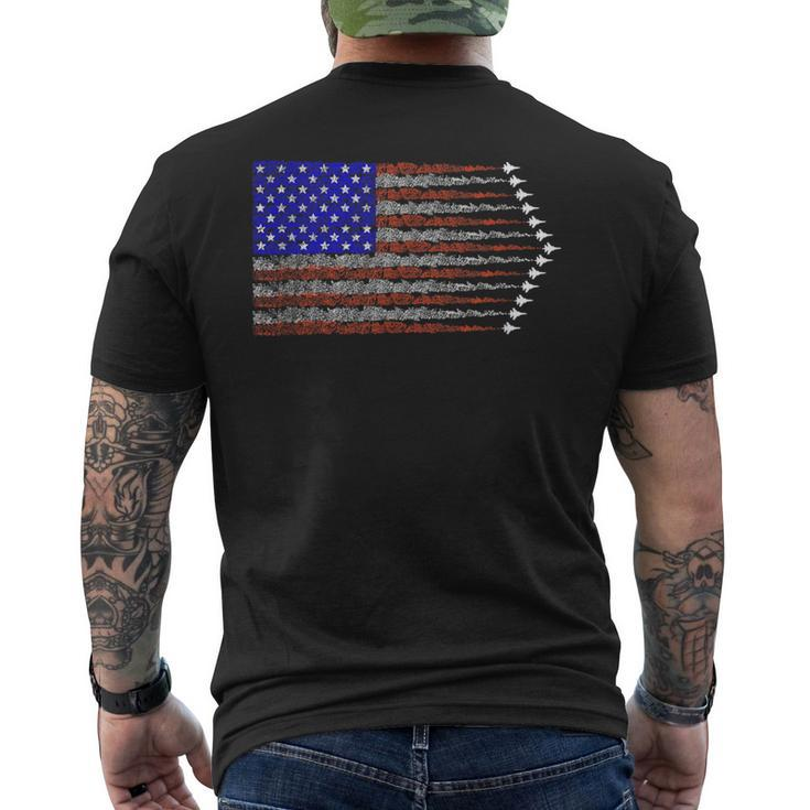 Patriotic 4Th Of July Usa American Flag Fighter Jets Mens Back Print T-shirt