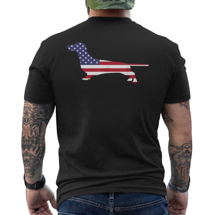 Patriotic 4Th Of July Weiner Dachshund Dog  Mens Back Print T-shirt