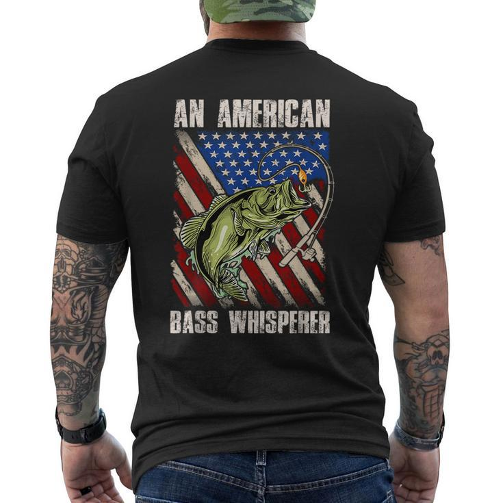 Patriotic Anglers American Bass Whisperer Fisherman  Mens Back Print T-shirt