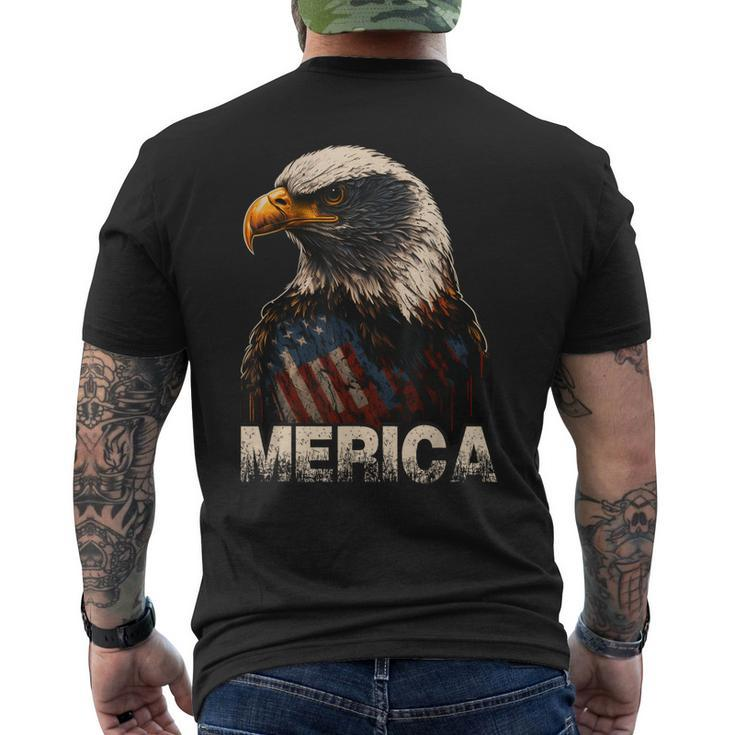 Patriotic Bald Eagle 4Th Of July Usa American Flag  Mens Back Print T-shirt