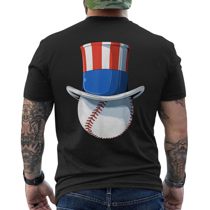 Patriotic Baseball Uncle Sam Baseball American Flag 4Th July Mens Back Print T-shirt