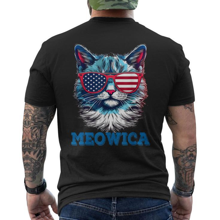 Patriotic Cat Sunglasses American Flag 4Th Of July Meowica  Mens Back Print T-shirt