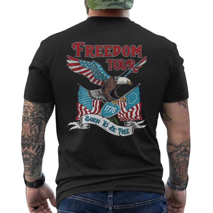 Patriotic Eagle American 4Th Of July 1776 Freedom Born Free  Mens Back Print T-shirt