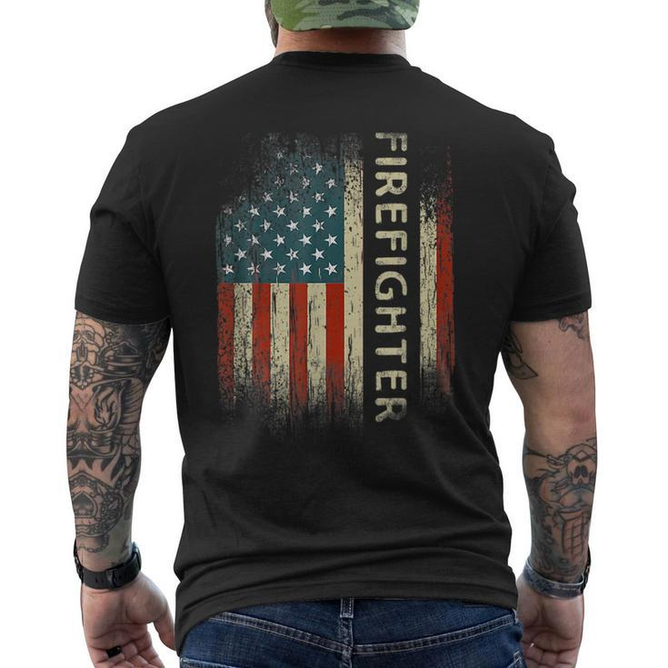 Patriotic Firefighter Gifts American Usa Flag Funny Gift For Mens Mens Back Print T-shirt