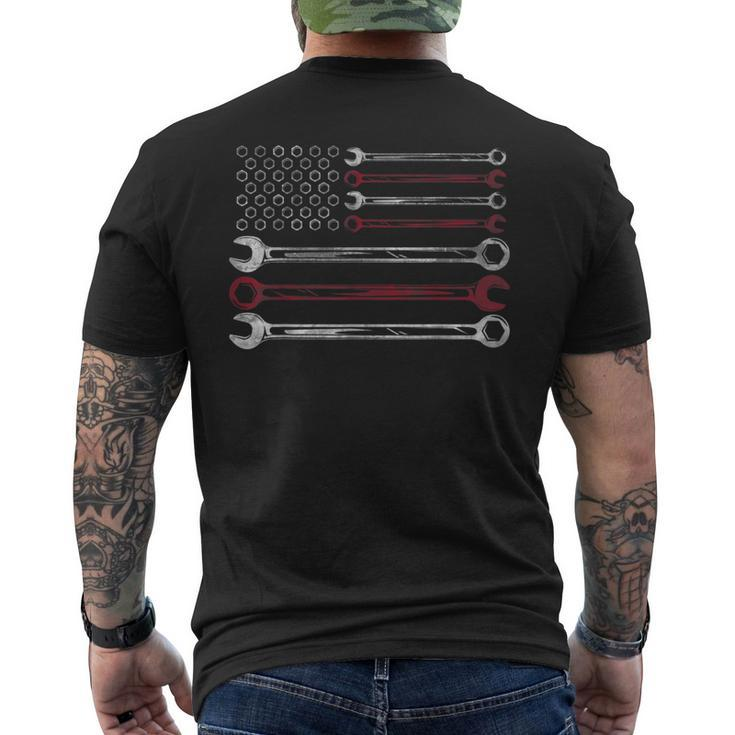 Patriotic Mechanic Flag American Car Repairman Gift Usa Flag Gift For Mens Mens Back Print T-shirt