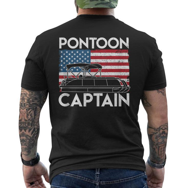 Patriotic Pontoon Captain Us American Flag Funny Boat Owner  Mens Back Print T-shirt