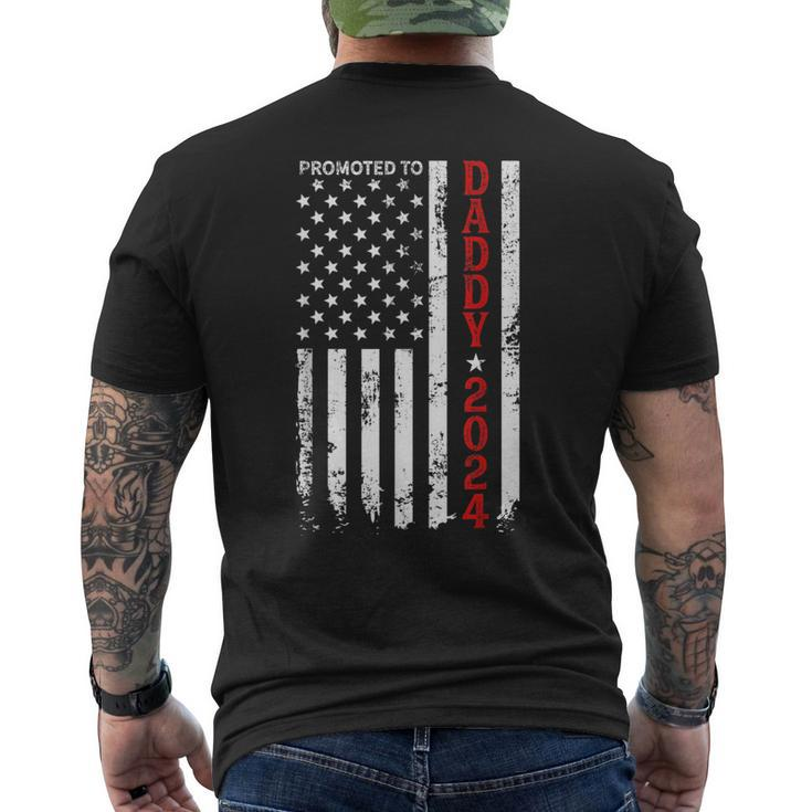 Patriotic Promoted To Daddy Est 2024 First Time Dad Gift For Mens Mens Back Print T-shirt