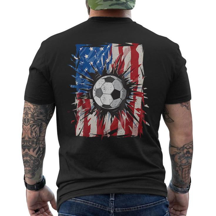 Patriotic Soccer 4Th Of July Men Usa American Flag Boys  Mens Back Print T-shirt