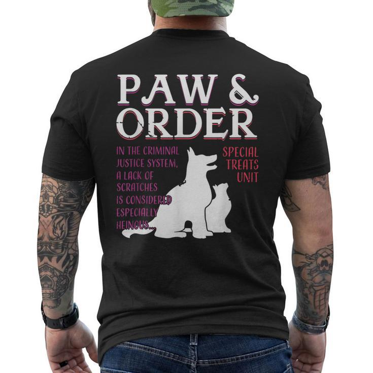 Paw And Order Special Feline Unit Pets Training Dog Cat Men's T-shirt Back Print