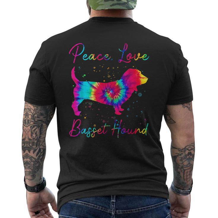Peace Love Basset Hound Funny Dog Lover Gift Mens Back Print T-shirt