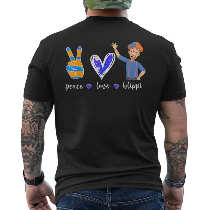 Peace Love Funny Lover For Men Woman Kids Blippis Mens Back Print T-shirt