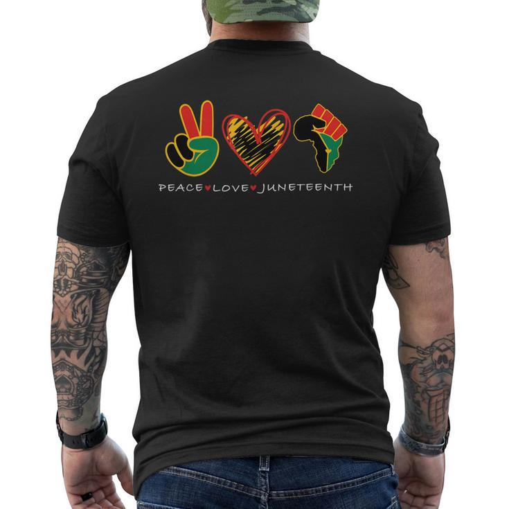 Peace Love Junenth Pride Black Remembering My Ancestors  Mens Back Print T-shirt