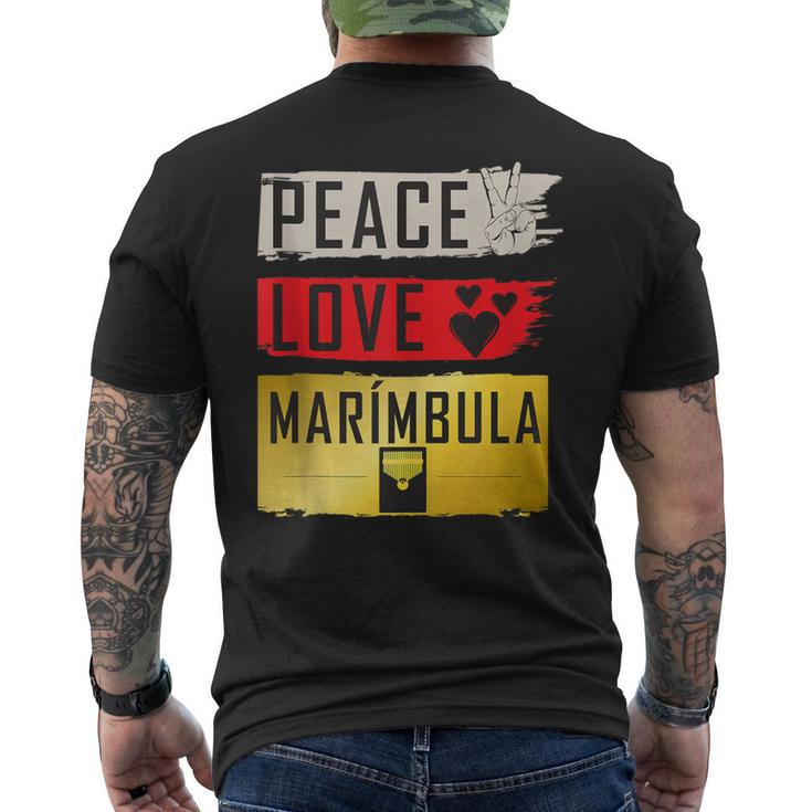 Peace Love Marímbula Musical Instrument Marímbula Players Men's T-shirt Back Print