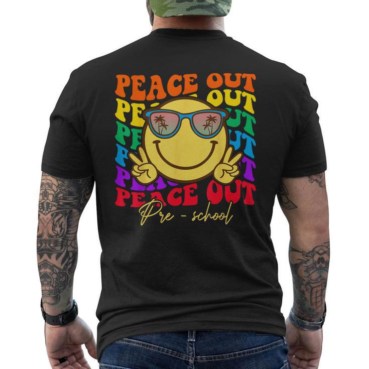 Peace Out Preschool Graduation  Kids Smile Retro Face  Mens Back Print T-shirt