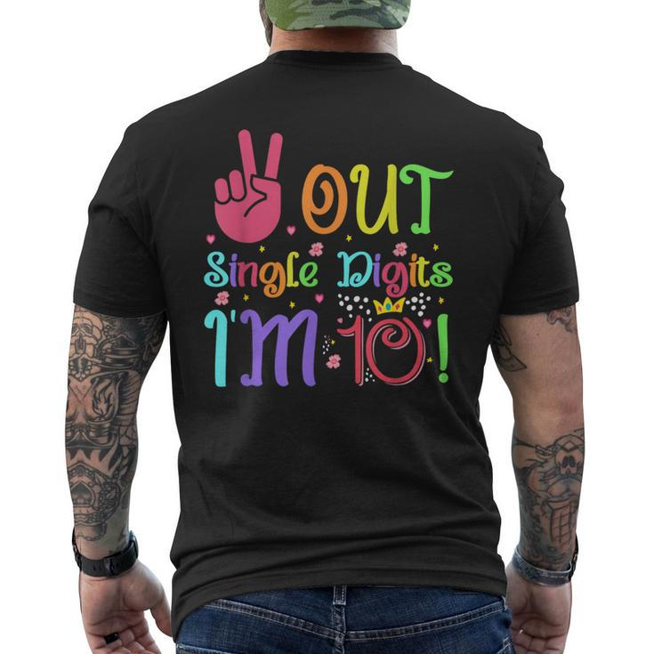 Peace Out Single Digits Im 10 Year Old 10Th Birthday Boys Mens Back Print T-shirt