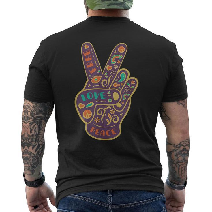 Peace Sign Two Fingers Distressed Men's Back Print T-shirt