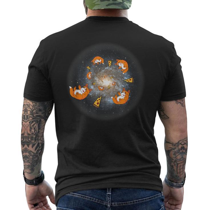 Pembroke Welsh Space Corgi Pizza Universe Meme Puns  Mens Back Print T-shirt