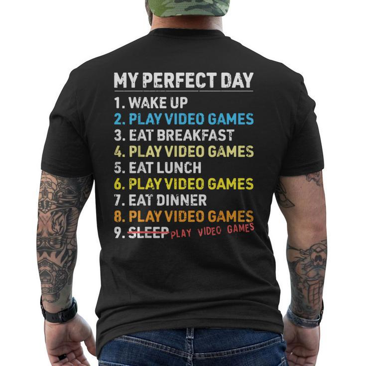 My Perfect Day Video Games Gamer Boys Gaming Men's T-shirt Back Print