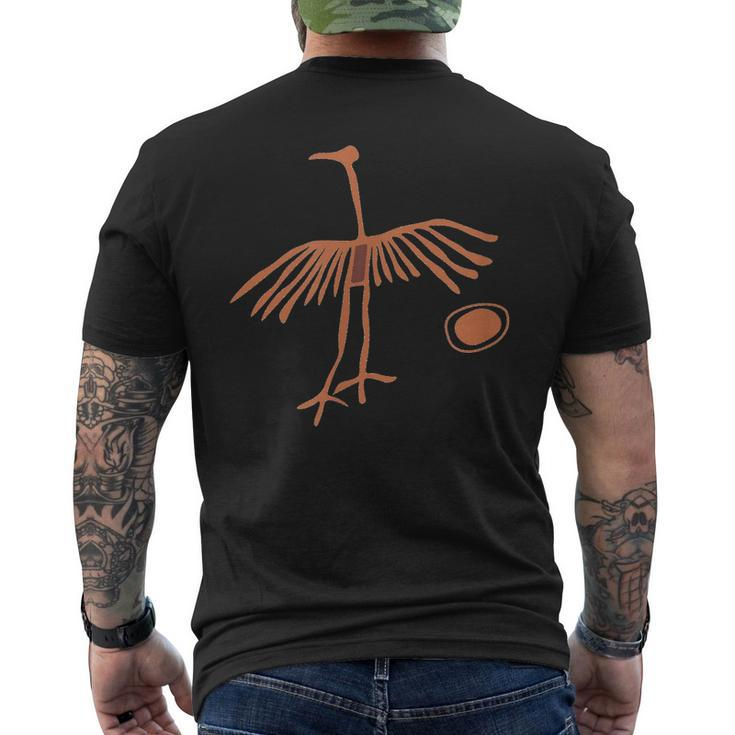 Petroglyph Crane And Sun Mens Back Print T-shirt