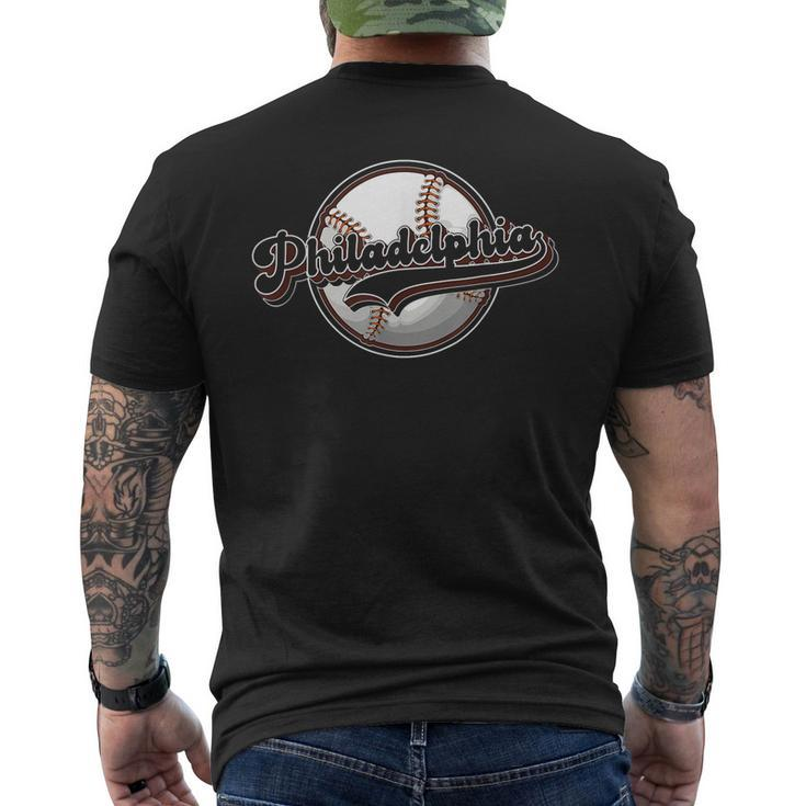 Philly Cityscape Baseball Philadelphia Skyline Retro Vintage Men's Back Print T-shirt