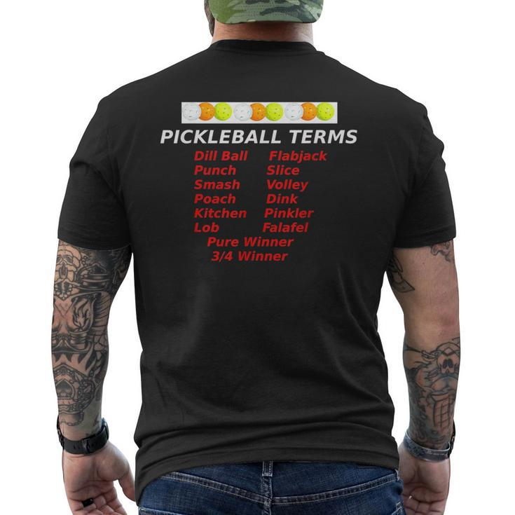 Pickleball Terms Words Expressions Lob Smash Kitchen T  Mens Back Print T-shirt