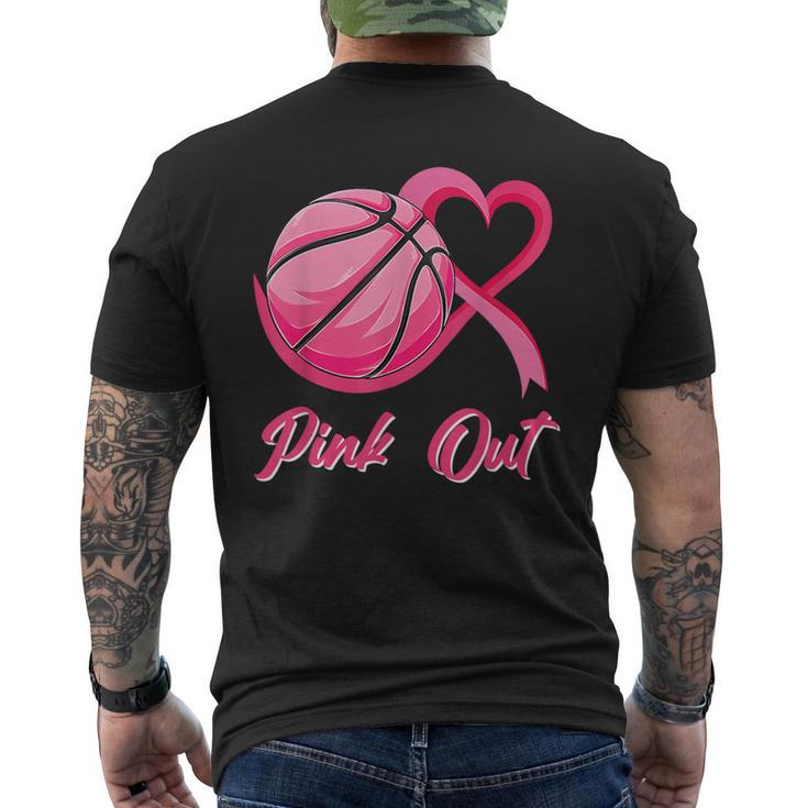 Pink Out Basketball Breast Cancer Awareness Pink Ribbon Men's T-shirt Back Print