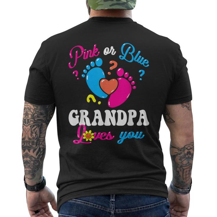 Pink Or Blue Grandpa Loves You Baby Gender Reveal Party Men's T-shirt Back Print