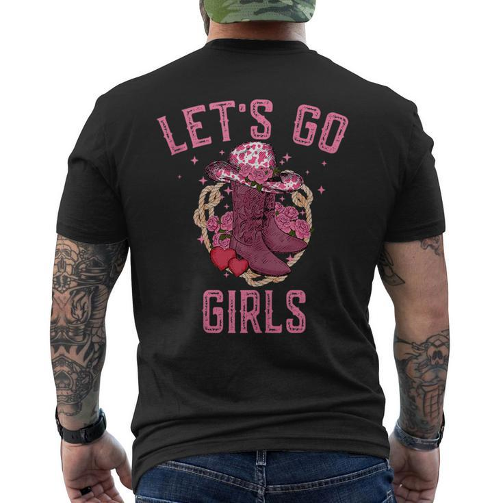 Pink Cowboy Hat Boots Lets Go Girls Western Cowgirls  Mens Back Print T-shirt