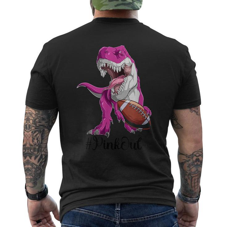 Pink Dinosaur Football Boys Pink Out Breast Cancer Men's T-shirt Back Print