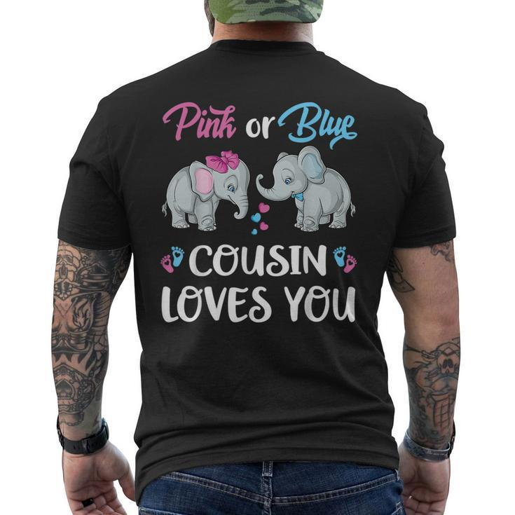 Pink Or Blue Cousin Loves You Elephants Gender Reveal Family  Mens Back Print T-shirt