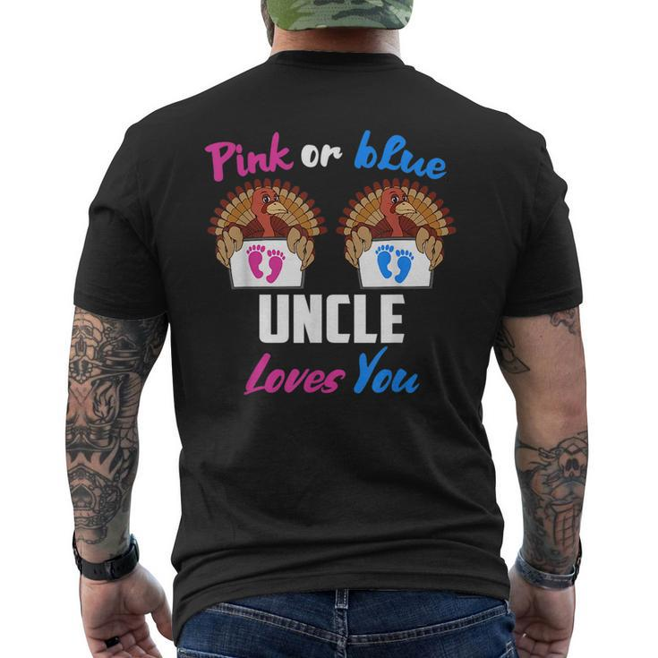 Pink Or Blue Uncle Loves You- Gender Reveal Thanksgiving  Mens Back Print T-shirt