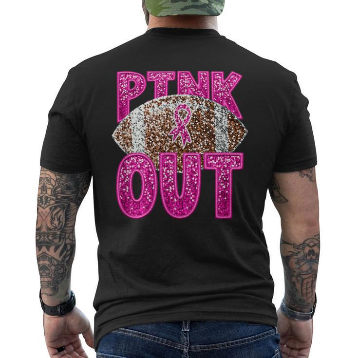 Pink Ribbon Breast Cancer Awareness Football Pink Out Men's T-shirt Back Print