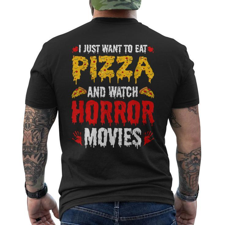 Pizza & Horror Movies Movies Men's T-shirt Back Print