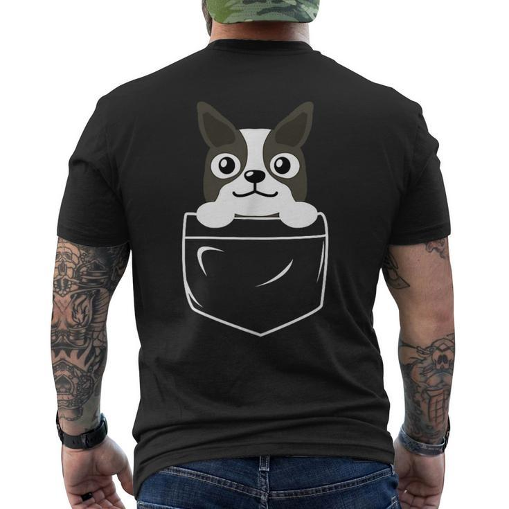 Pocket Boston Terrier  Mens Back Print T-shirt