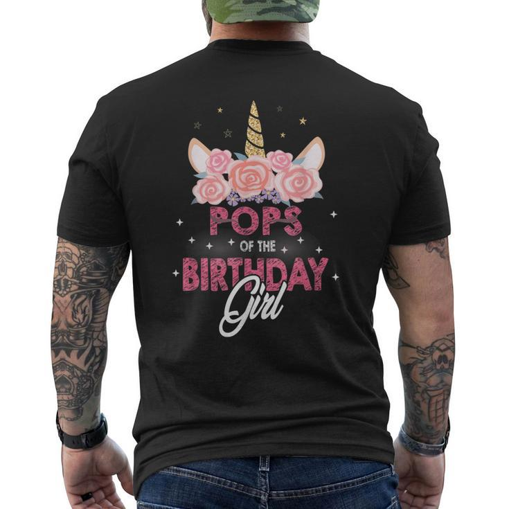 Pops Of The Birthday Girl Father Unicorn Birthday Men's Back Print T-shirt