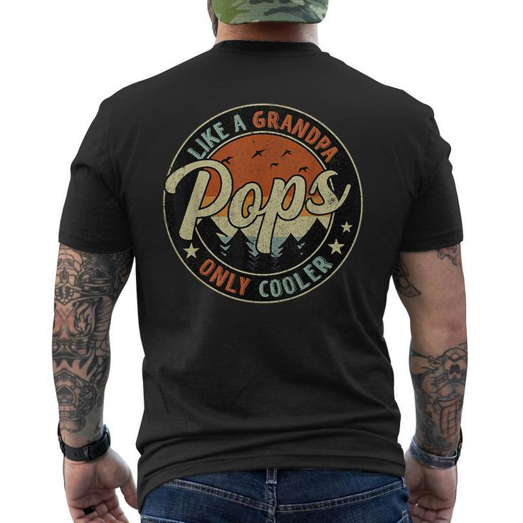 Pops Like A Grandpa Only Cooler Vintage Retro Fathers Day Mens Back Print T-shirt