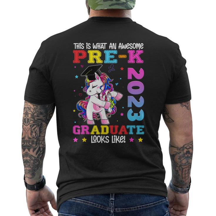 Prek Graduation Prek Kindergarten Unicorn Class 2023 Men's Back Print T-shirt